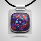Dichroic Square Silver Visual Cremation Pendant